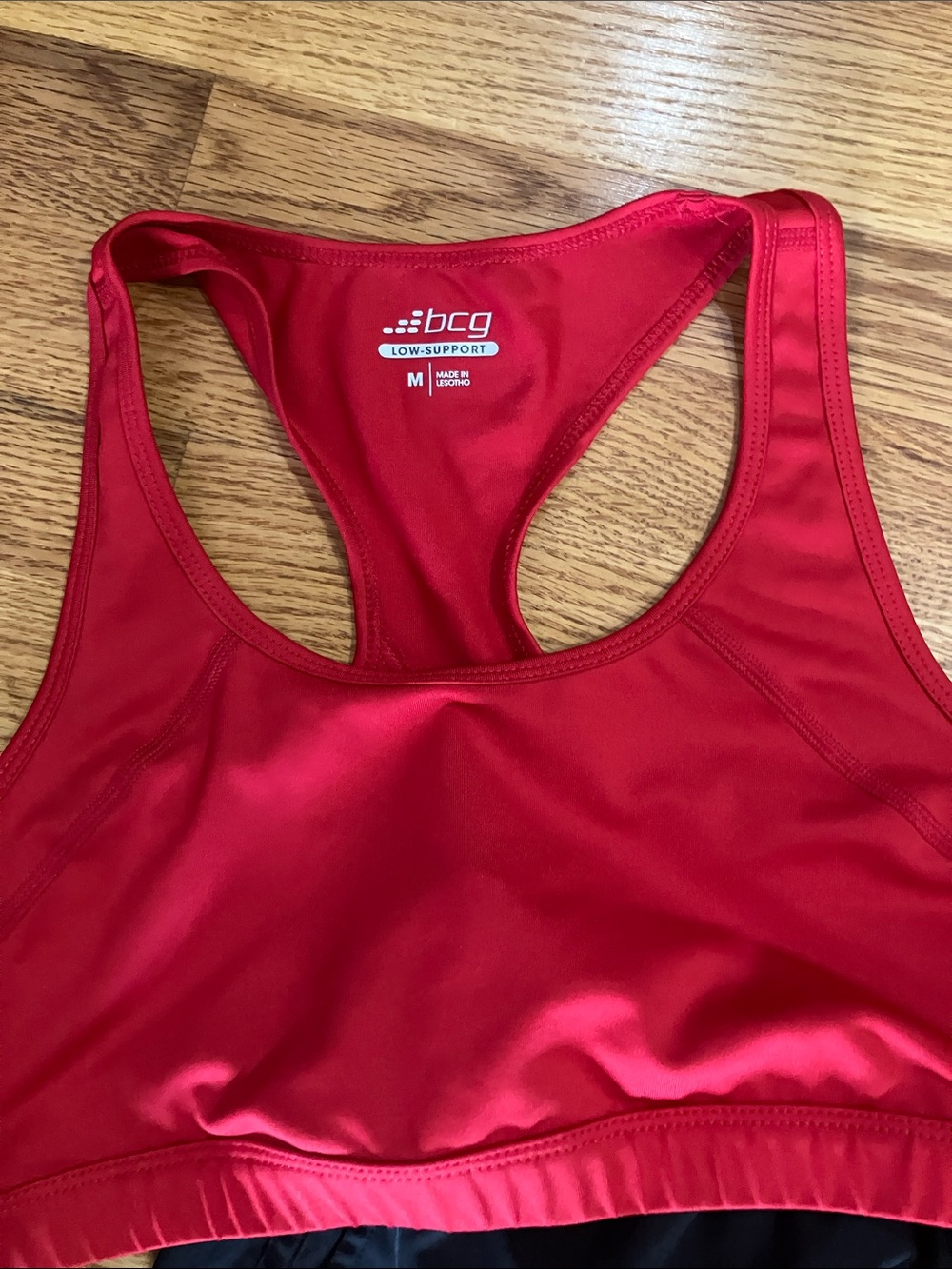 bcg Red and Gray Racerback Low-Support Sport Bras and Lined Black Short Sz M EUC - Picture 2 of 14